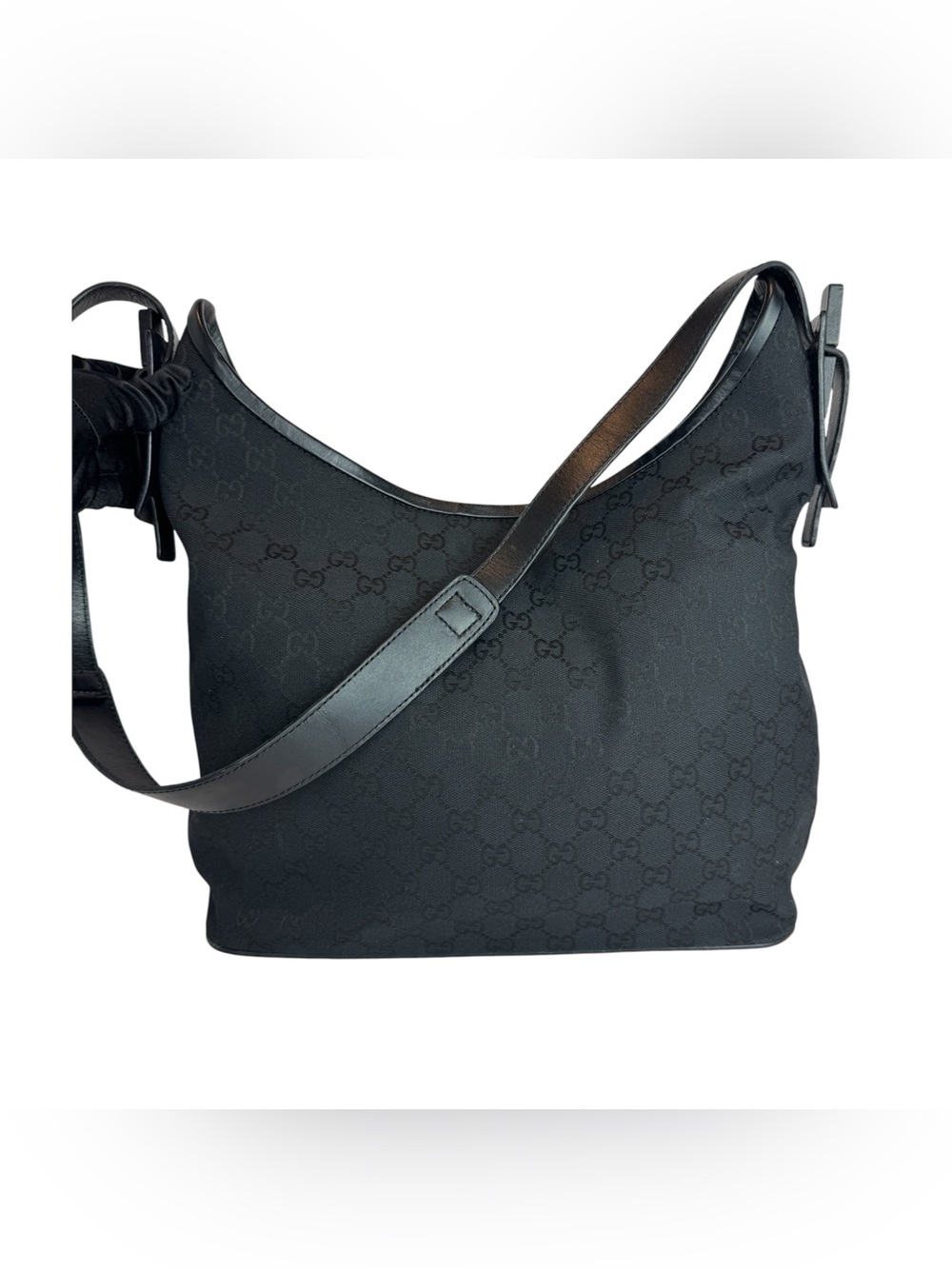 Gucci Black Monogram Hobo Shoulder Bag